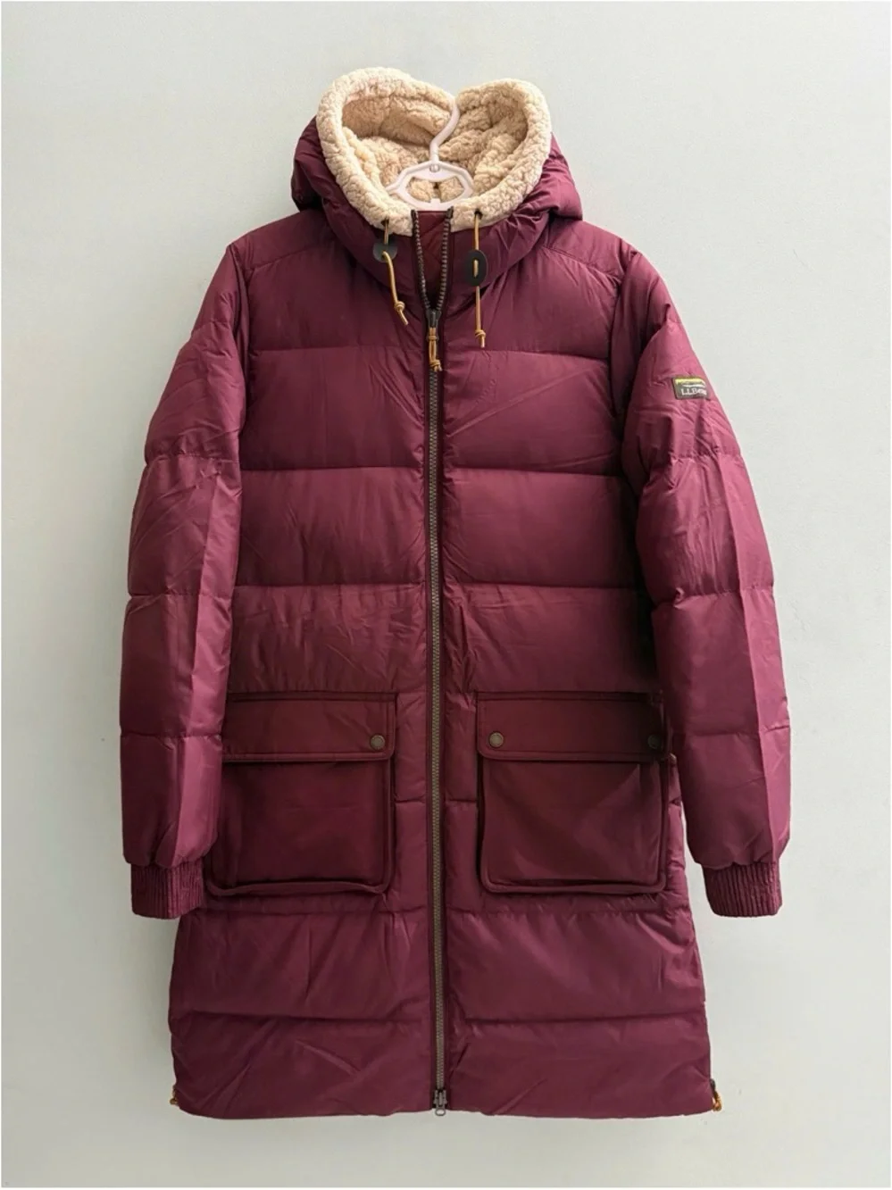 Women's L.L.Bean Mountain Classic Sherpa-Lined Down Coat-Burgundy Red